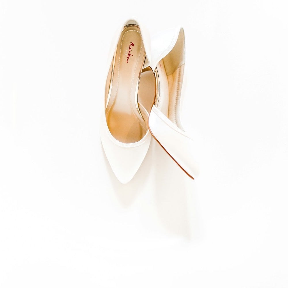 Escarpin blanc verni